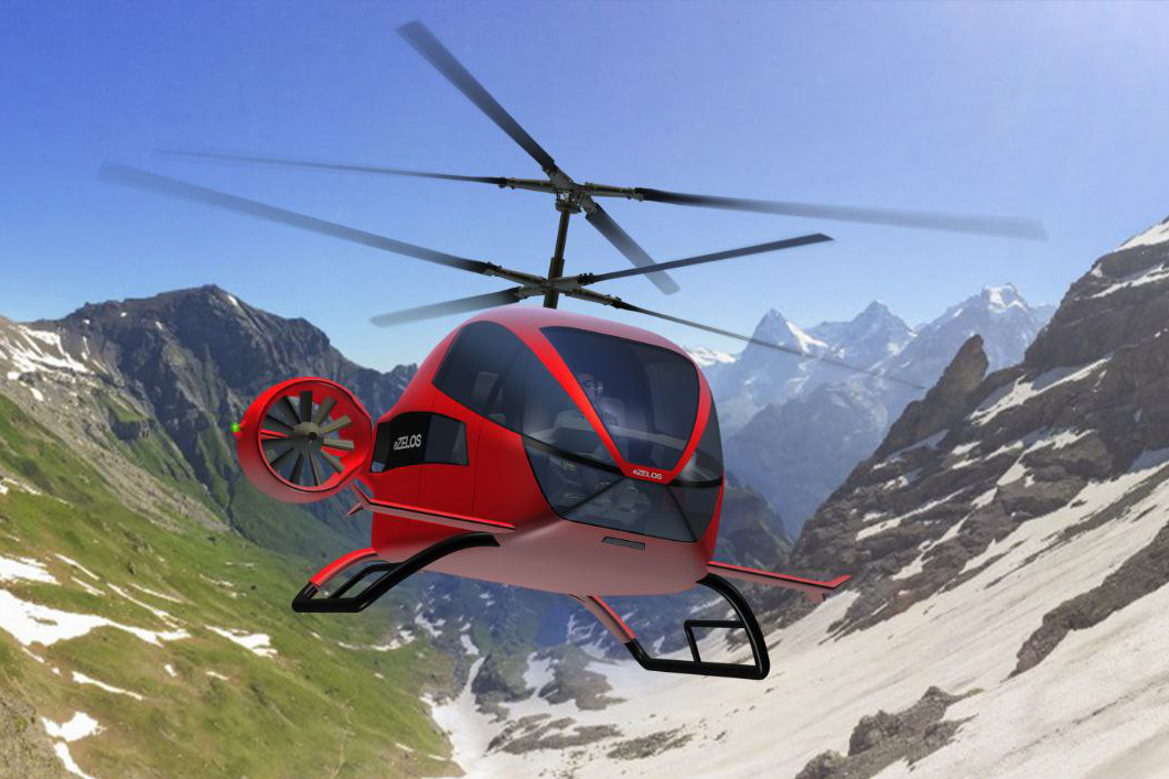 UASystems eZELOS Twin-Hybrid Air Taxi coaxial helicopter concept art UASystems eZELOS Twin-Hybrid Air Taxi coaxial helicopter concept art